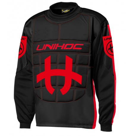 UNIHOC Goalie sweater Shield black/neon red SR