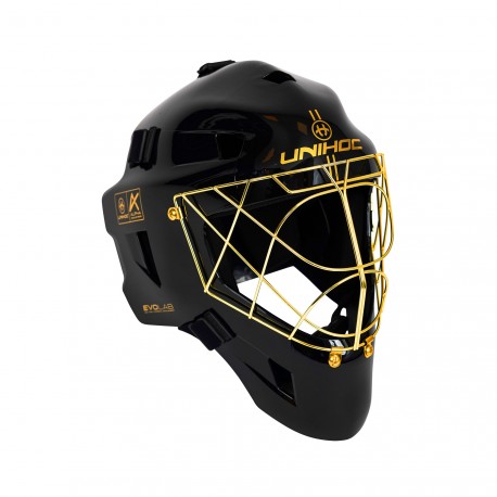 UNIHOC goalie mask Alpha Prime Evolab black/gold